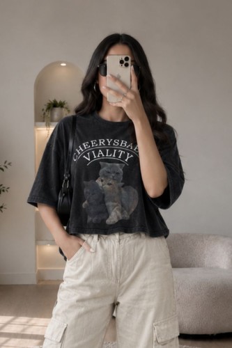 POLO CROP ASH GATITOS